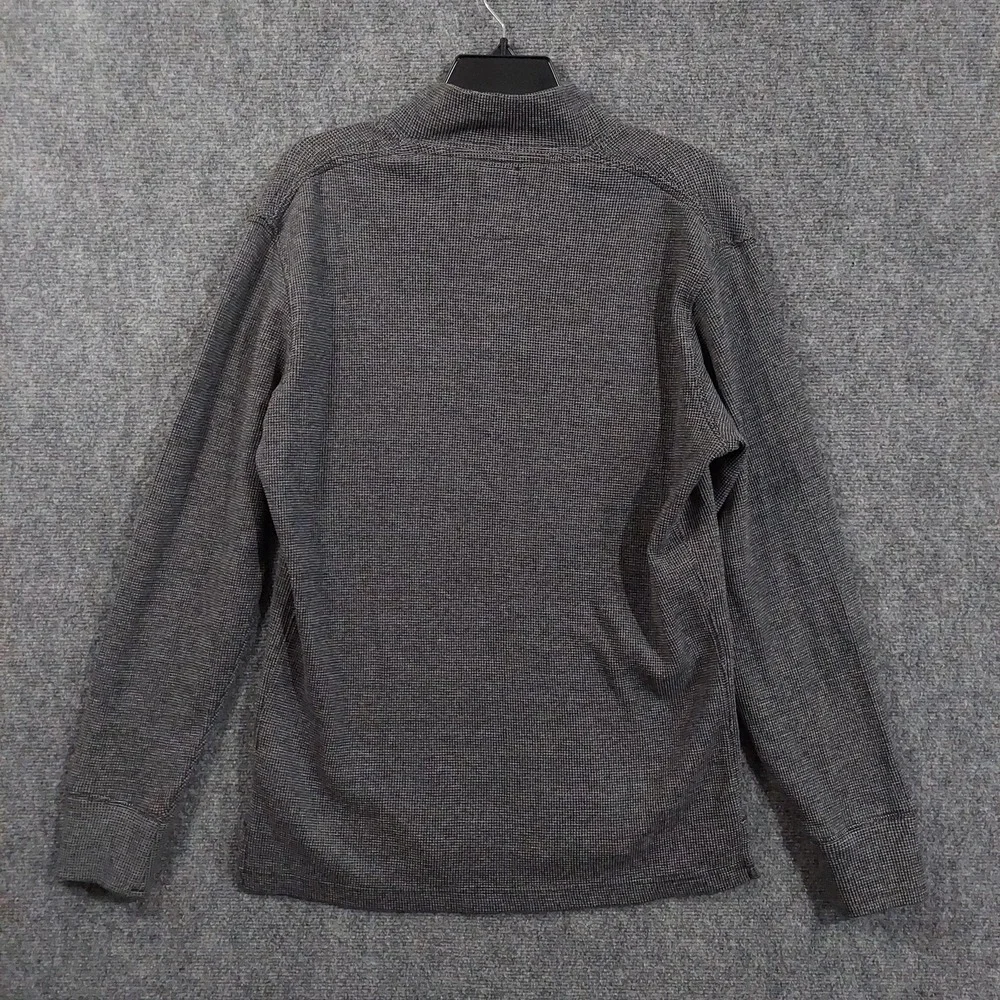 Relwen Sweater Mens Medium Gray Cotton Waffle Knit Henley Mock Neck Pullover